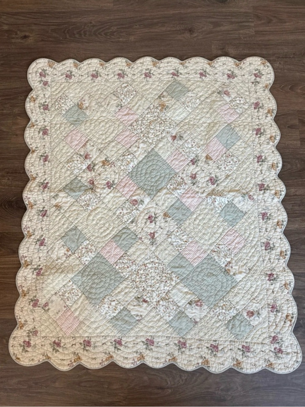 Hand Crafted Floral Patchwork Quilt